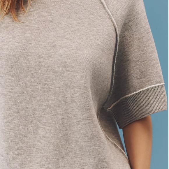 Anthropologie Oaklyn Cozy Crew-Neck Sweatshirt by Pilcro: Short-Sleeve Edition - Picture 2 of 10